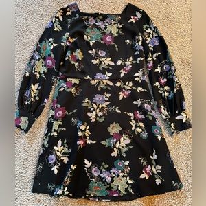 LOFT, black floral dress, size 10